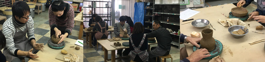 平成29年度「第3回初心者陶芸教室」(1〜2月)の作陶風景