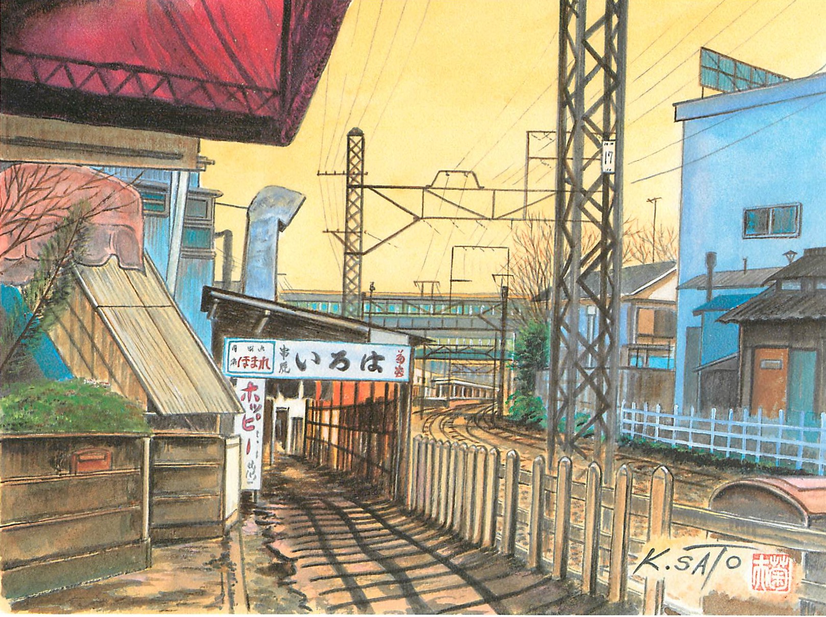 K.Sato もじっ 佐藤計 オンフルール 油絵 4号